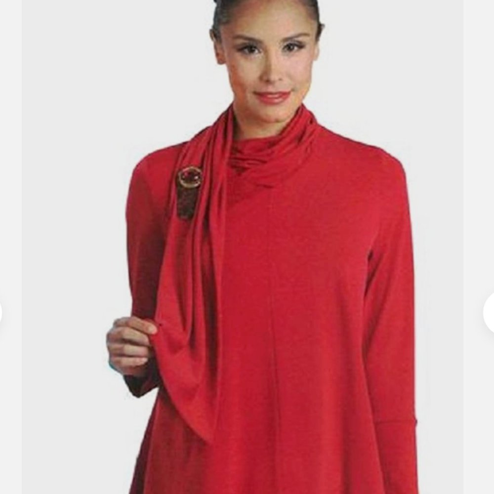 IC Collection Knit High-Low Scarf Tunic 1197T
